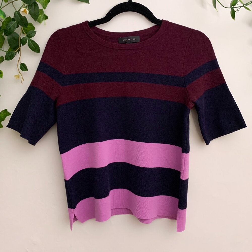 Ann Taylor Colorblock Striped‎ Knit Top